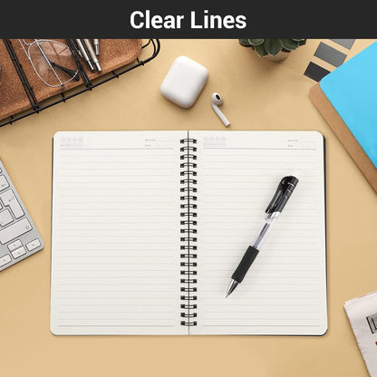 EUSOAR Spiral Notebook, A5 12packs 5.5"X8.3" 120 Pages Lined Travel Writing Notebooks Journal, Memo Notepad Sketchbook, Students College Office Business Subject Diary Ruled Book Journal-Black Cover