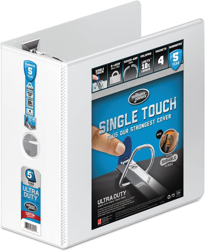 Wilson Jones 3 Ring Binder 4 Inch, Ultra Duty D-Ring View Binder with Extra Durable Hinge, Customizable, Black (W86641)