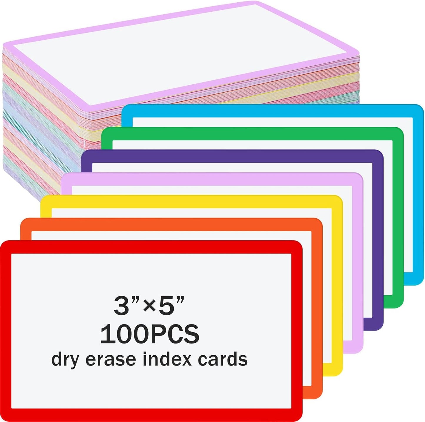 Harloon 100 Pcs Dry Erase Index Cards 3 x 5 Inch Laminated Reusable Dry Erase Note Cards Sheets for Office to Do List(White)