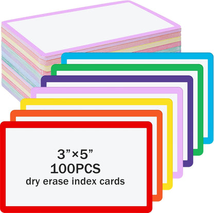 Harloon 100 Pcs Dry Erase Index Cards 3 x 5 Inch Laminated Reusable Dry Erase Note Cards Sheets for Office to Do List(White)