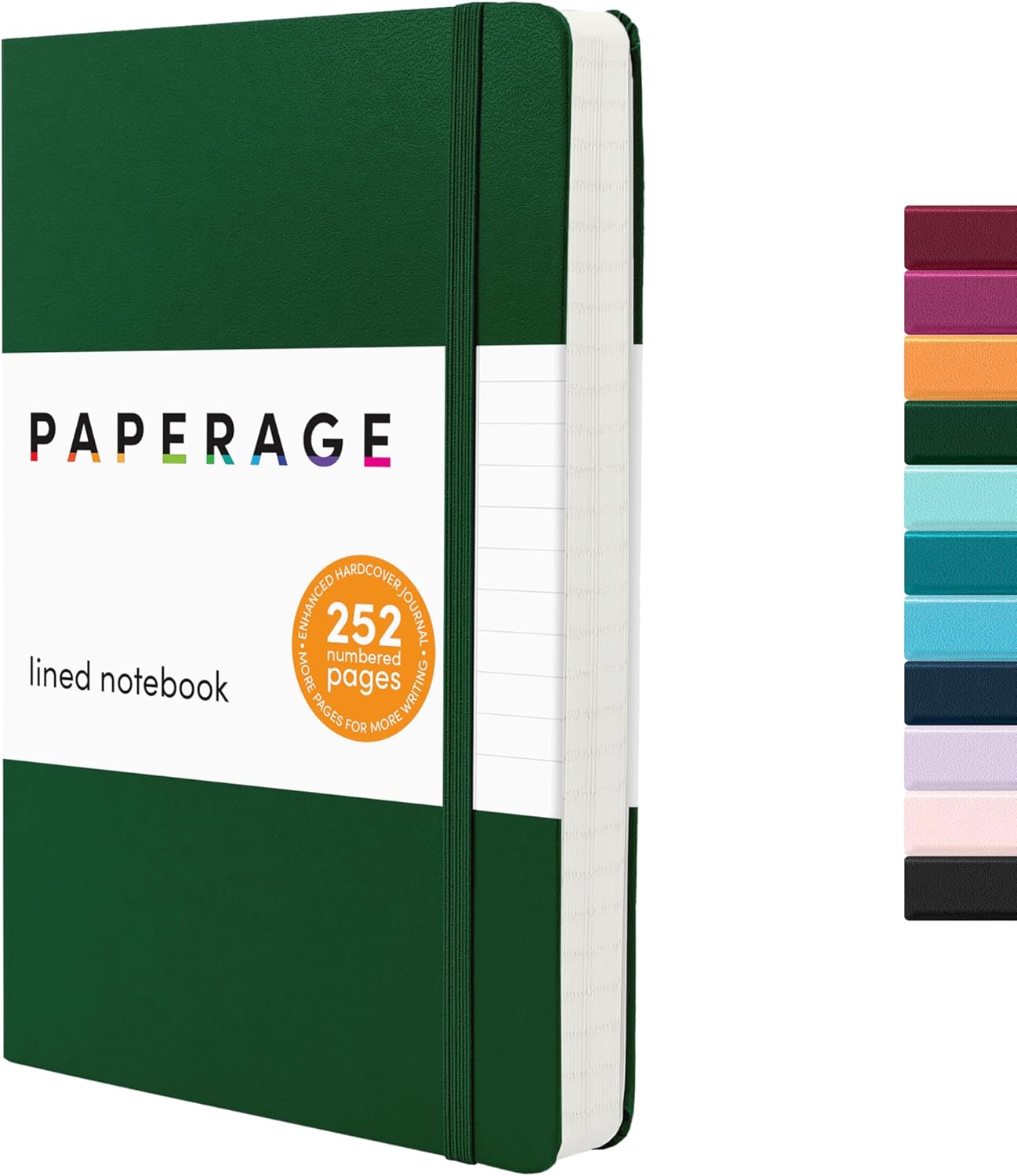 PAPERAGE Lined Journal Notebook, (Black), 160 Pages, Medium 5.6 in x 8 in - 100 GSM Thick Paper – Hardcover Journaling Notebook for Work, School & Note Taking