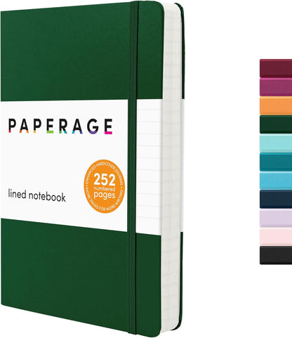 PAPERAGE Lined Journal Notebook, (Black), 160 Pages, Medium 5.6 in x 8 in - 100 GSM Thick Paper – Hardcover Journaling Notebook for Work, School & Note Taking