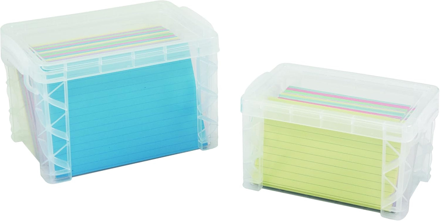 Advantus 40307 Super Stacker Storage Boxes, Hold 400 3 x 5 Cards, Plastic, Clear