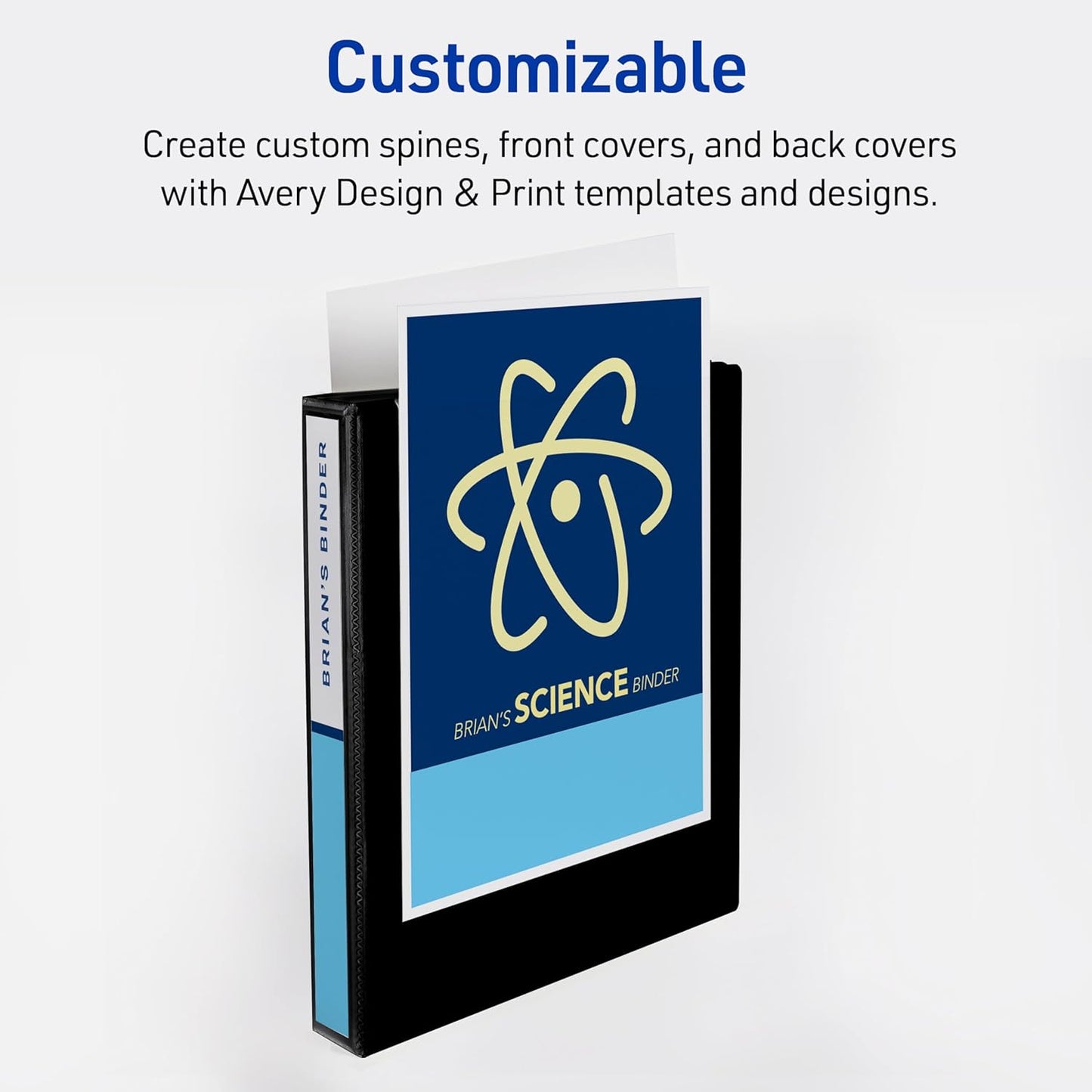 Avery Heavy-Duty View 3 Ring Binder, 1" One Touch Slant Rings, Holds 8.5" x 11" Paper, 1 Black Binder (05300)