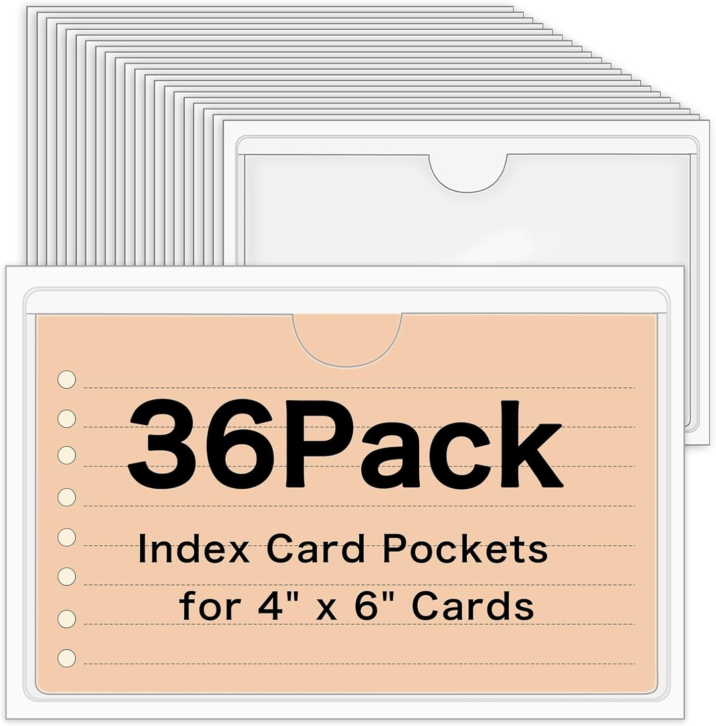 36 Pack 3" x 5" Index Card Holder Adhesive Plastic Label Holders Clear Tote Bag Labels Stickers for Organizing Storage Bins Library Card Shelves