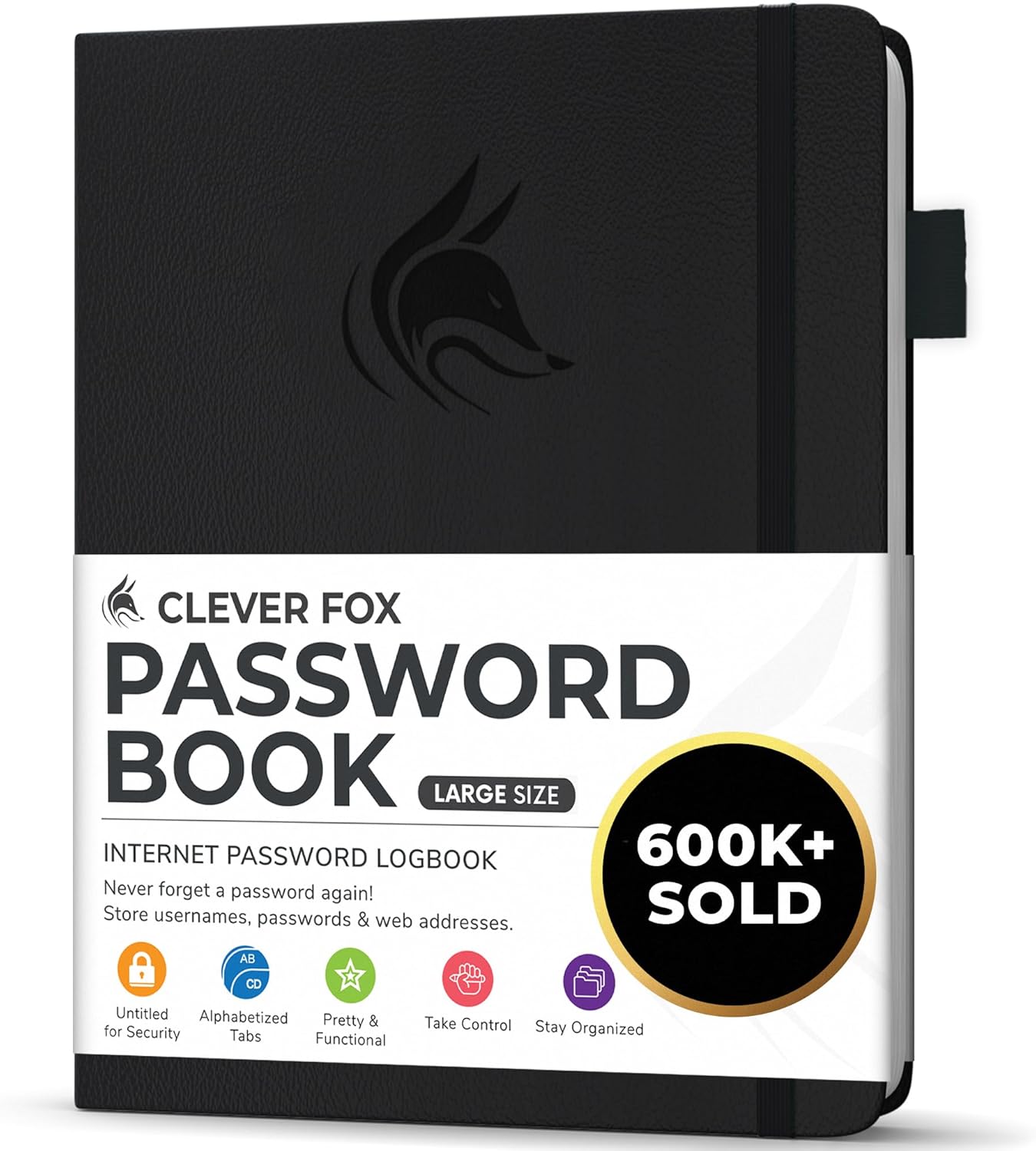 Clever Fox Password Book with alphabetical tabs. Internet Address Organizer Logbook. Small Pocket Password Keeper for Website Logins (Orange)