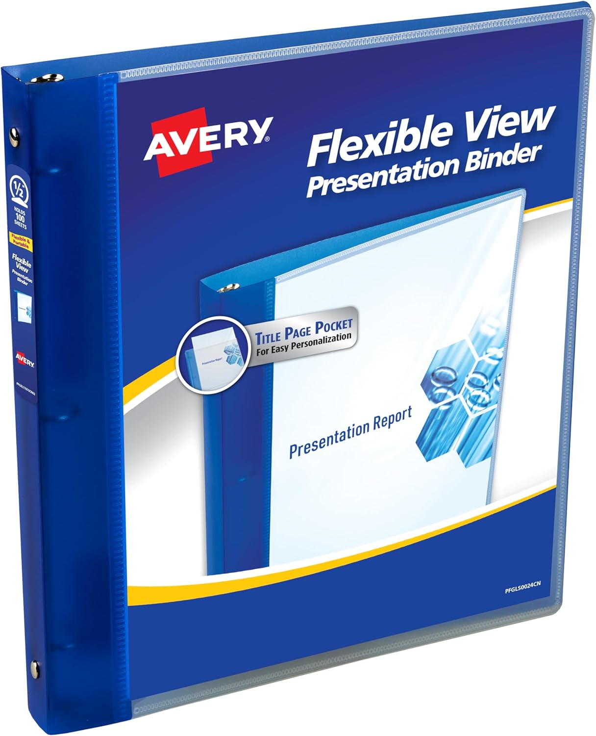 Avery Flexible View 3 Ring Binder, 1/2 Inch Round Rings, 1 Blue Binder (17670)