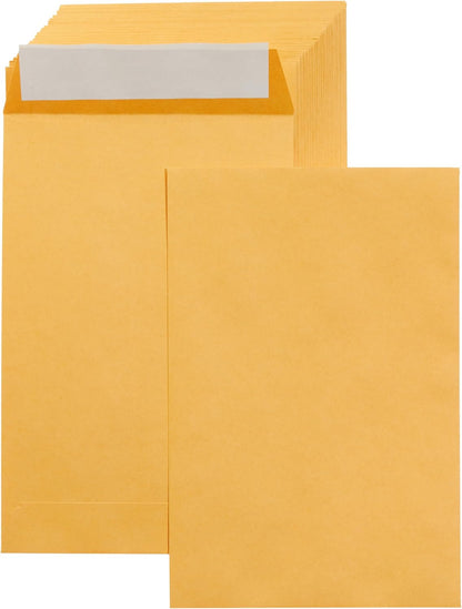 Amazon Basics Catalog Mailing Envelopes, Peel and Seal, 9" x 12", Brown Kraft, 100-Pack
