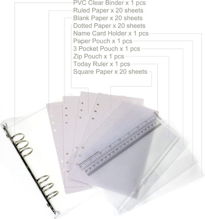 A6 A5 6-Holes Colorful PVC Cover Round Ring View Binder with Snap Button Closure File Folder for Loose Leaf Sheet Protectors Notebook Refill (Pink Daisy, A5 Mini Set) - Colors A