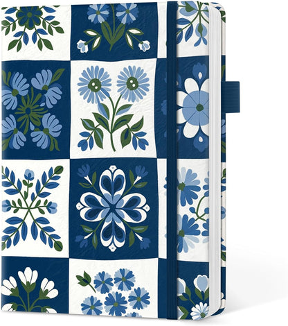Taja Pretty Lined Journal for Women, Aesthetic Cute Hardcover Leather Journal for Writing, A5 College Ruled Notebook for Work & Note Taking, Perfect for Office School Home, 160 Pages, Meadow Flowers