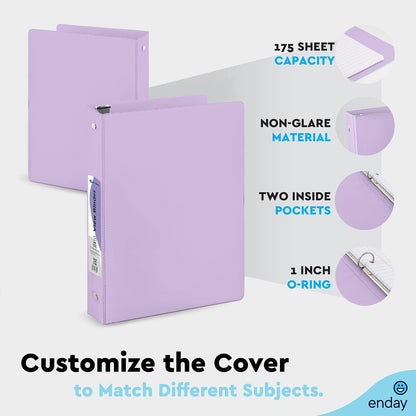 Enday 1.5 Inch Binder, Green - 1.5 Inch 3 Ring Binder, Round Ring Pastel with Clear View Cover for Letter Size 8.5 x 11'' Paper & 2 Inside Pockets, Ideal for School Supplies, Office, and Home