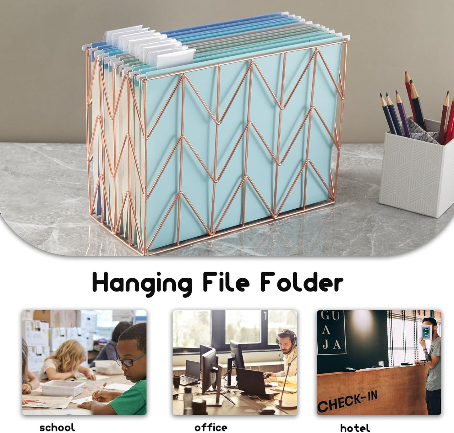 6 Pack Hanging Folder File Cabinet Organizer Letter Size 1/5 Cut Adjustable Label Decoration Home Office School Classroom, Green