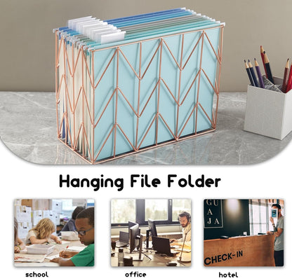 6 Pack Hanging Folder File Cabinet Organizer Letter Size 1/5 Cut Adjustable Label Decoration Home Office School Classroom, Green