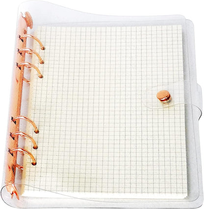 A6 A5 6-Holes Colorful PVC Cover Round Ring View Binder with Snap Button Closure File Folder for Loose Leaf Sheet Protectors Notebook Refill (Pink Daisy, A5 Mini Set) - Colors A