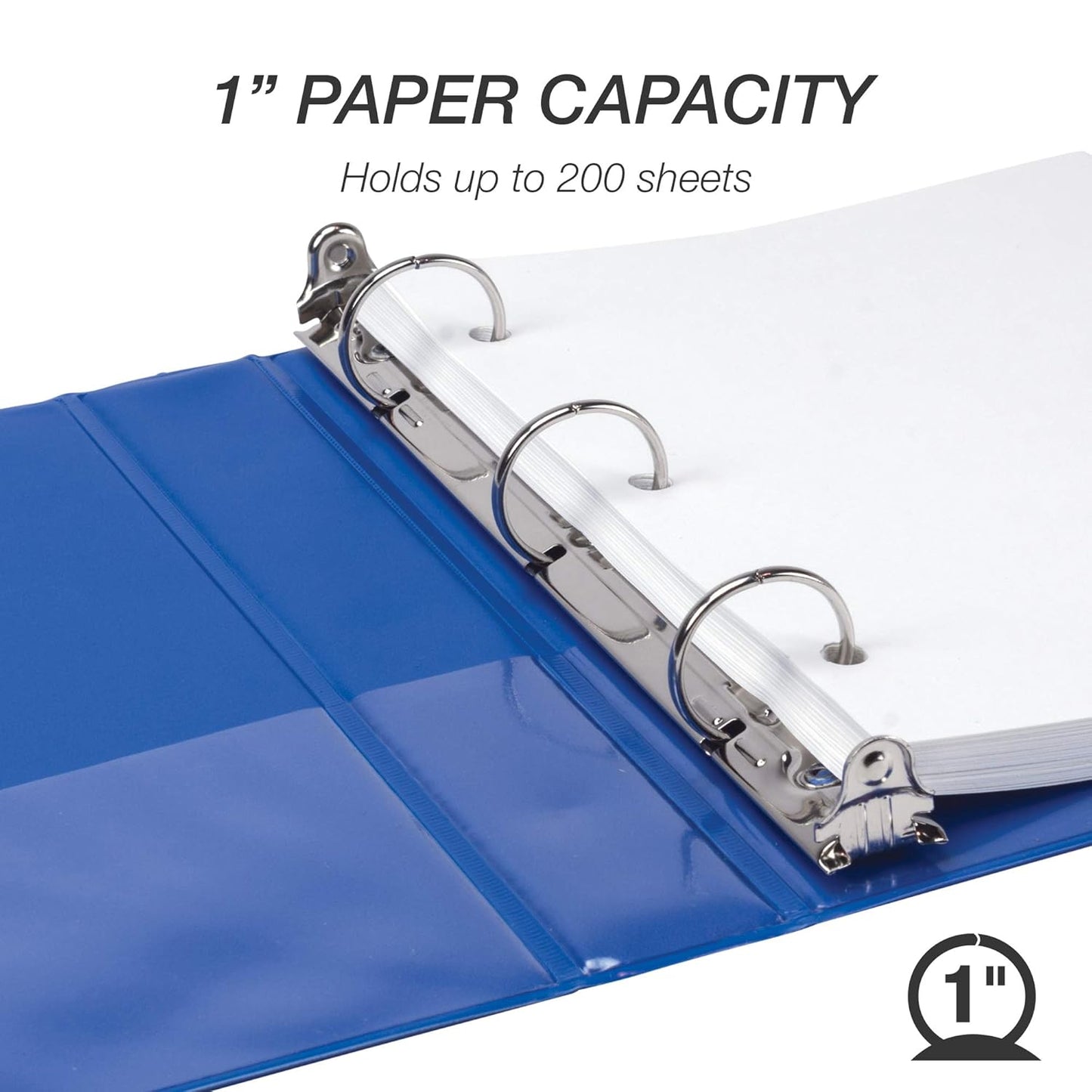 Samsill Economy 3 Ring Mini Binder, 1-Inch Round Ring Binder, Holds 100 Sheets, Black, 6 Pack (MP32300)