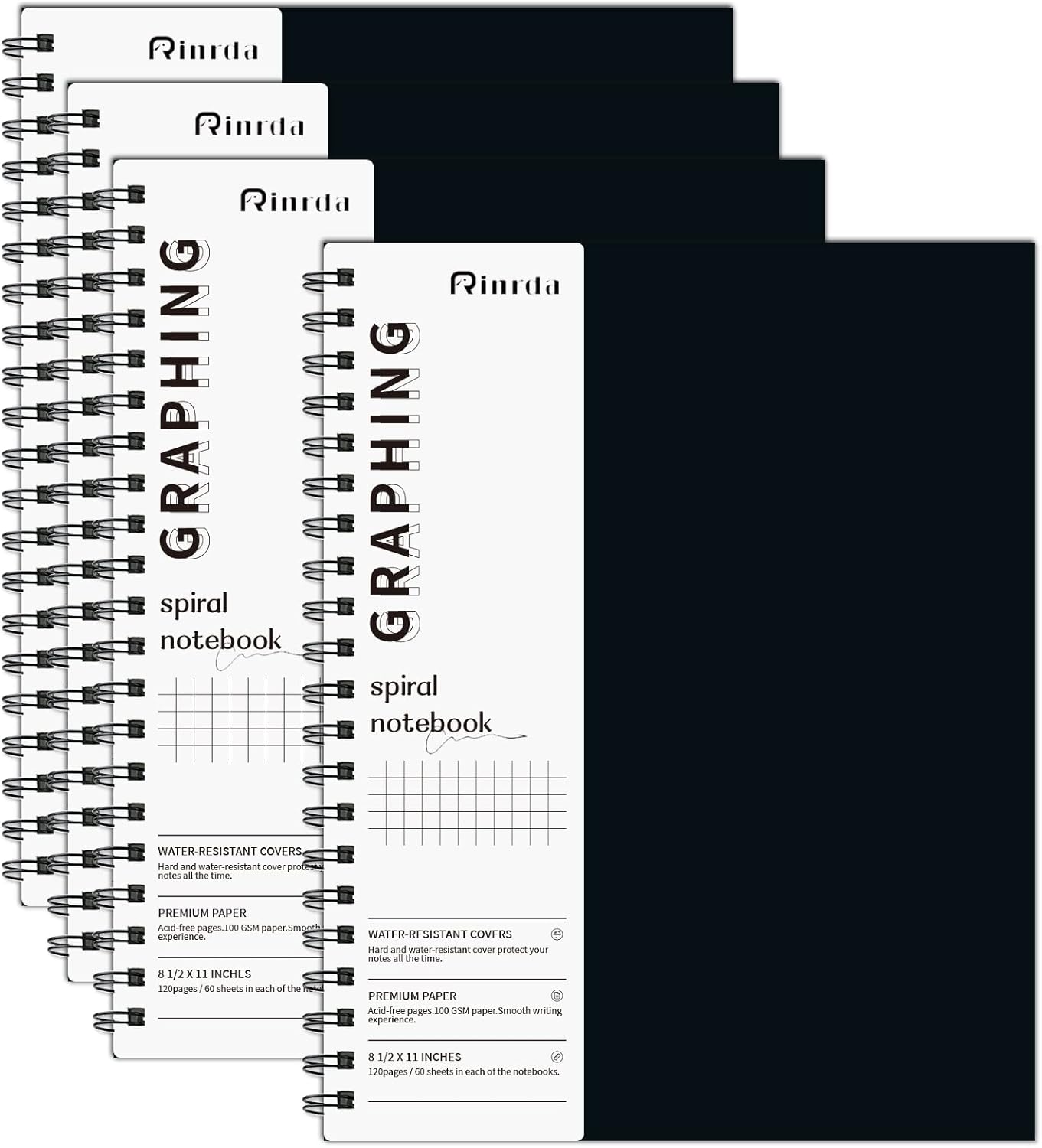 Large Lined Notebook Spiral Notebook 8.5" x 11"-4 Pack LINED Notebook 7mm Ruled Hardcover Notebook 120 Pages 100 GSM Thick Paper Notebook Hardcover Journal for School, Office,Study and Notes