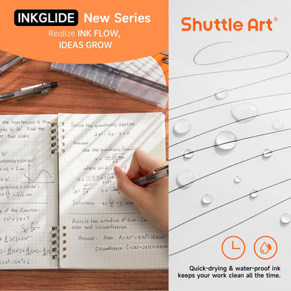 Shuttle Art Black Gel Pens, Ink Glide Series 90 Pack Retractable 0.5mm Fine Point Rollerball Gel Ink Pens Bulk Set Quick Drying Smooth Writing with Grip for Journaling Note Taking Office School Home