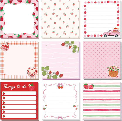 9 Pads Wildflower Sticky Notes 3x3 Inch Cute Self Stick Notepads Notes Adhesive Memo Pad Office Decor Gifts for Students School Teacher Meeting Office Supplies