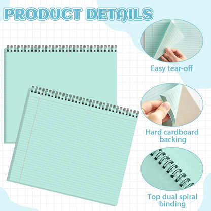 gisgfim 6 Packs 9.5" x 11" Landscape Note Pads College Ruled Notebooks Perforated Notepads 40 Sheets Punched Top Spiral Bound Notebooks 80GSM Lined Notepads for School,Office,Home (Vintage Color)