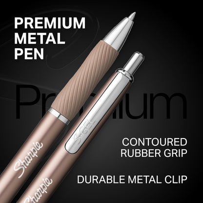 Sharpie S-Gel Pens, Sleek Metal Barrel, Gunmetal, Medium Point (0.7mm), Black Gel Ink, 4 Count