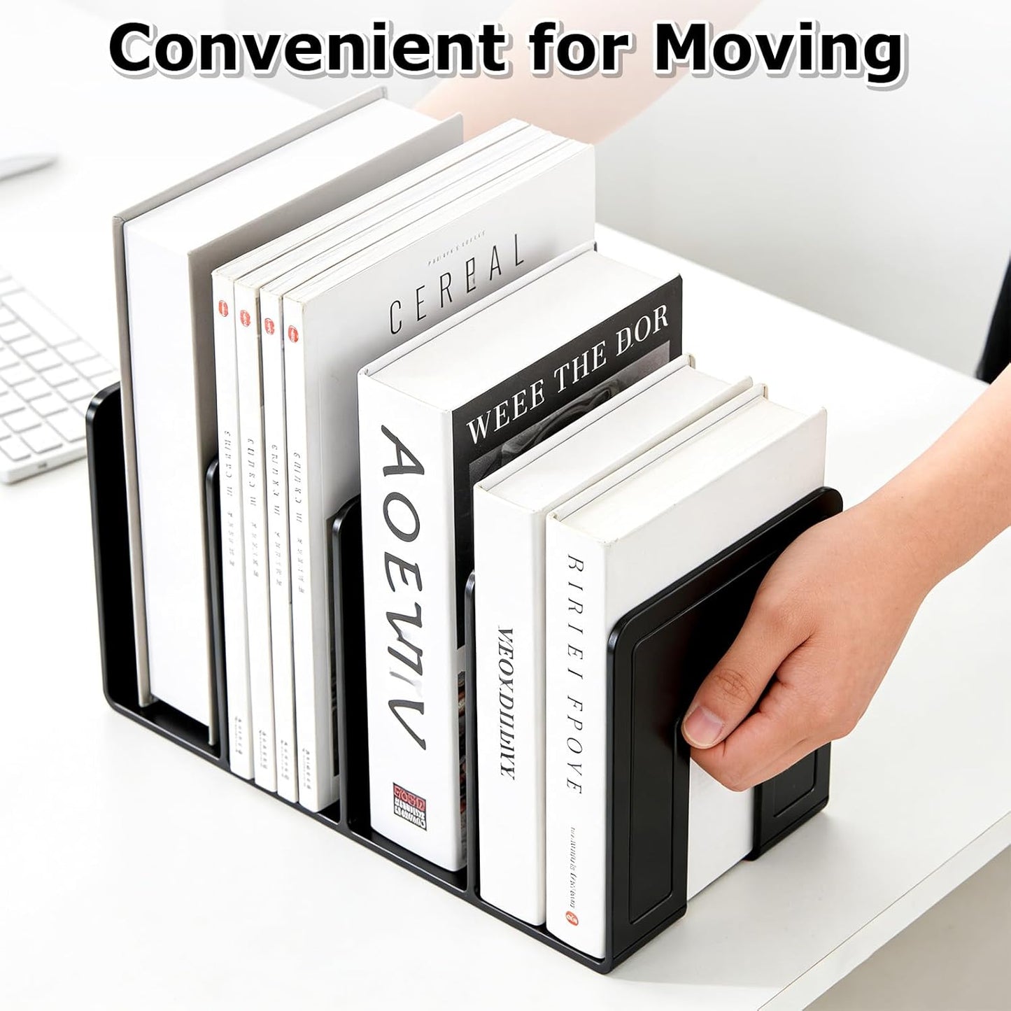 SAYEEC Acrylic File Sorter, Clear File Holder Acrylic Desk Organizer, Sturdy Desktop Files Organizer Files Folder Holder Rack for Envelopes Mail Letter Paper Notebook Electronics (4 Sections, 1 Pack)