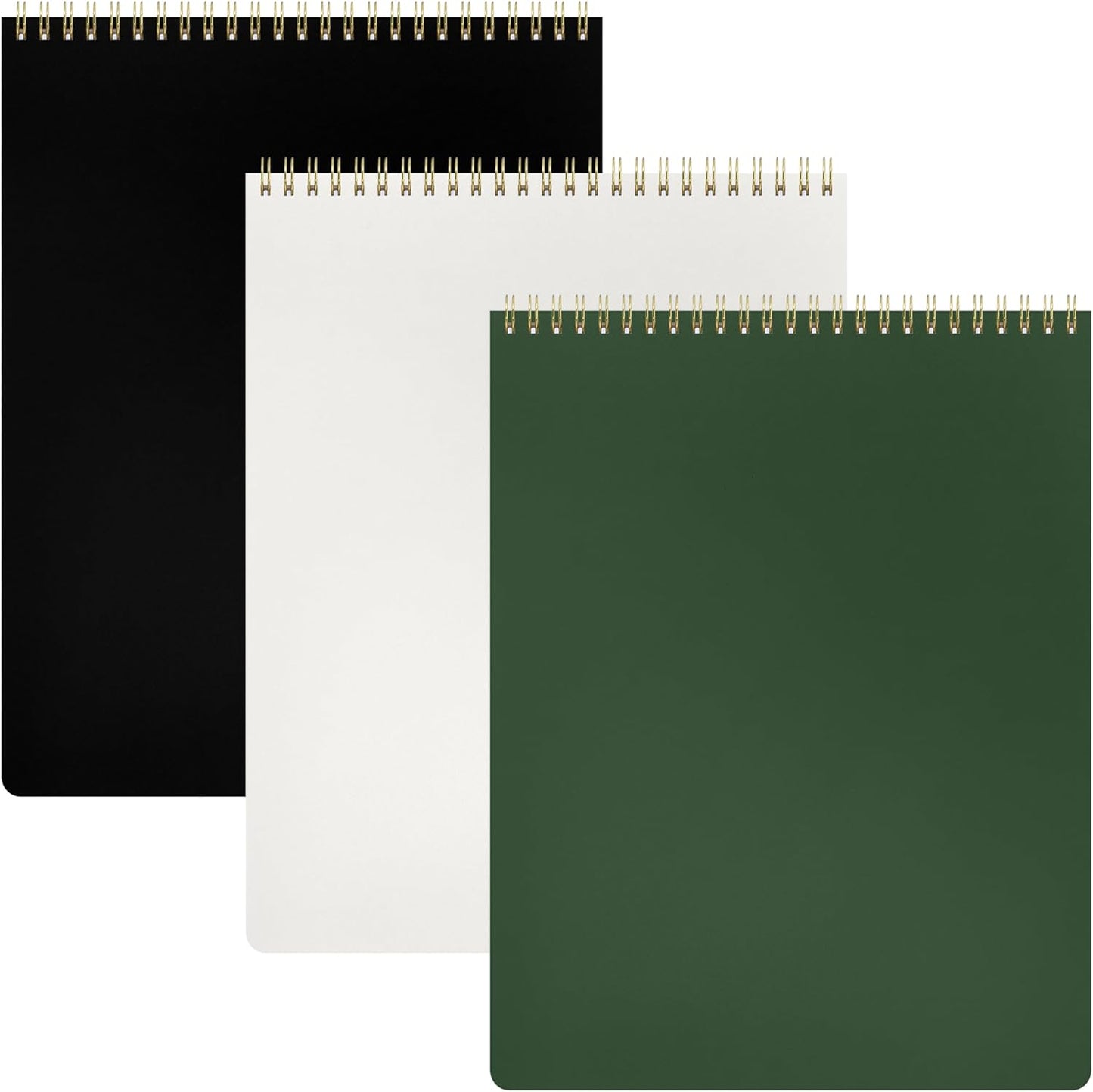 PAPERAGE Top Bound Spiral Notebook, 3 Pack, Lined Notepad, (Light Grey/Navy/Sage Green), 70 Sheets (140 Pages) Per Notebook, Wide/Legal Ruled, 8.5 inches x 11 inches
