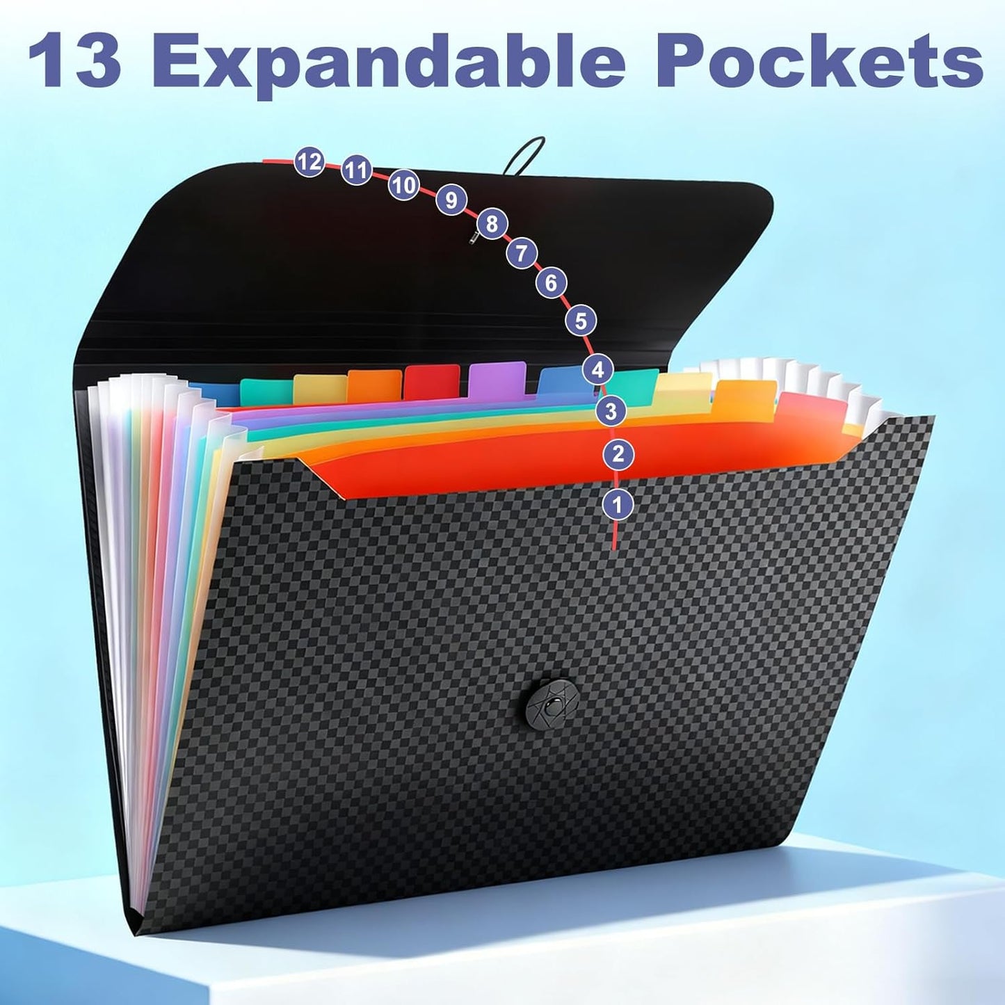 File Organizer, 13-Pocket Expanding Folder +Accordian Folder | Great for Home, Office, Travel & Classroom