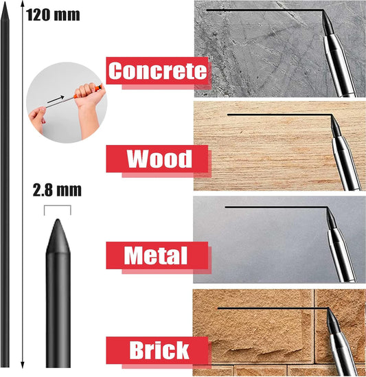 36 Pcs 2.8mm Pencil Lead Refills for Carpenter Mark Pencils Solid Deep Hole Mechanical Construction-Pencil Replacements Study Leads for Architect Woodworking Marking Scribe Tools, Black