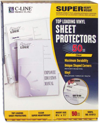 C-Line Top Loading Super Heavyweight Vinyl Sheet Protectors, Non-Glare, 8.5 x 11 Inches, 50 per Box (61013)