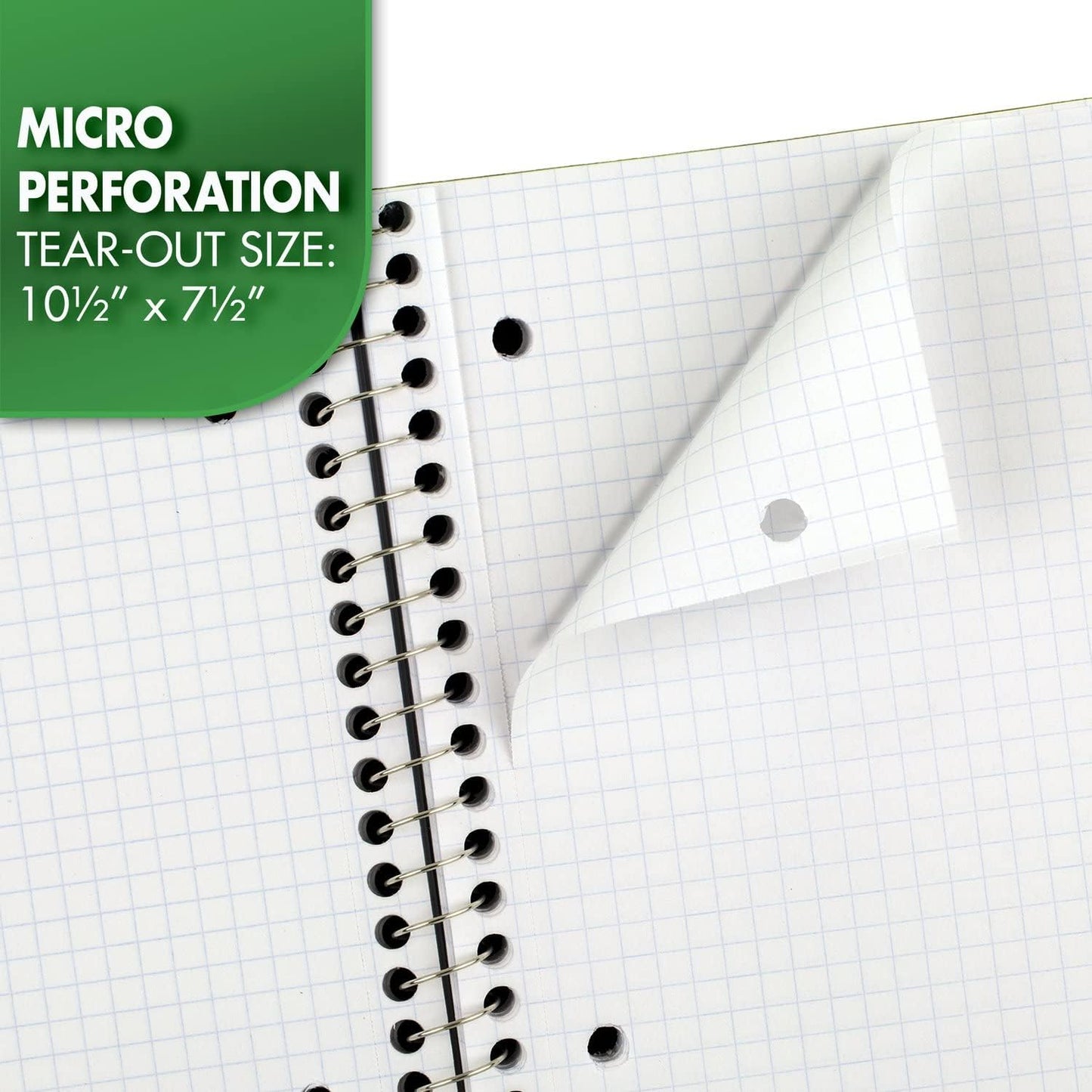 Mead Spiral Notebook, 1 Subject, Graph Ruled Paper, 7-1/2" x 10-1/2", 100 Sheets, Black (05676AA5)