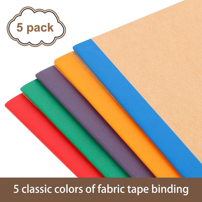 EOOUT 5 Pack A5 Composition Notebook, Kraft Lined Journal Bulk with Pink Spine, 5 Colors, 60 Pages for Women Girls Kids, School Office Supplies