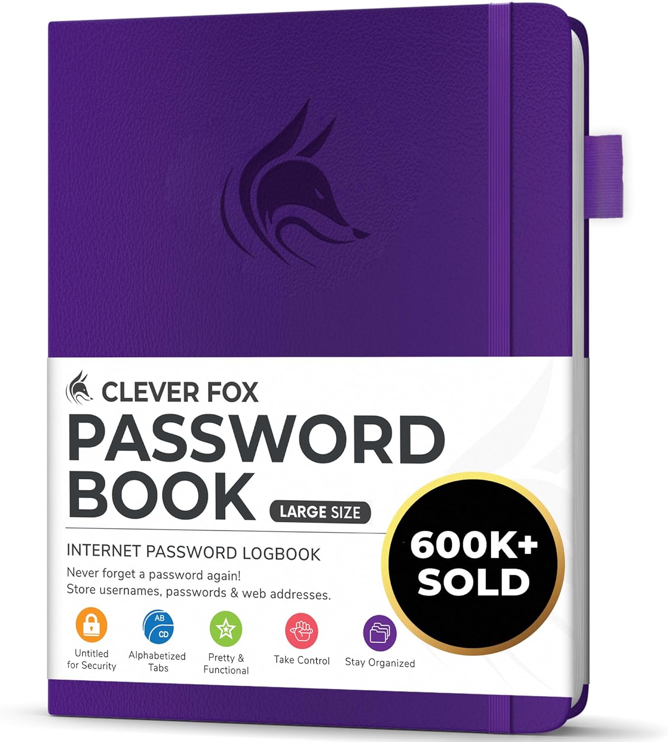 Clever Fox Password Book with alphabetical tabs. Internet Address Organizer Logbook. Small Pocket Password Keeper for Website Logins (Orange)