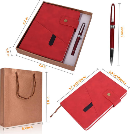 vfaejll A5 Lined Leather Journal Notebook,Hardcover Journal Set with Pen and Gift Box,100Pages 100gsm Thick Ruled Paper Daily Diary for Men Women School,Travel,Business,Work,Writing 5.9" X 8.4"