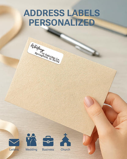 Personalized Return Address Labels on Roll – Custom Name & Address Stickers, Roll of 250, Easy-Peel Self-Adhesive, Glossy White 2.5" x 0.75"