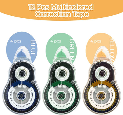 M&G White Correction Tape, Easy to use applicator for Instant Corrections, 39.37 Ft/Pack,for Office (6 Pack, 12M/472"x 0.2")