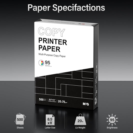 M&G Multipurpose Copy Printer Paper, 8.5 x 11, 20lb, 1 Ream (500 Sheets), 95 Bright, White