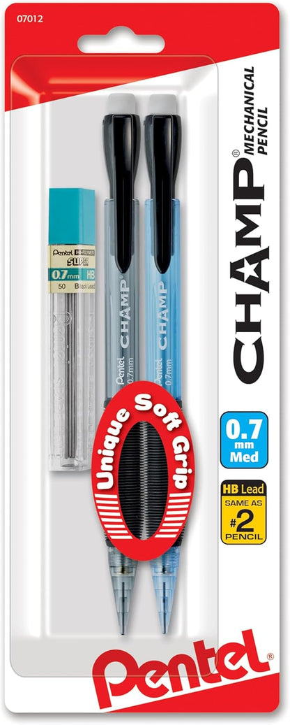 Champ Pentel Mechanical Pencil, 0.7 mm, Blue Barrel, Box of 12 (AL17C)