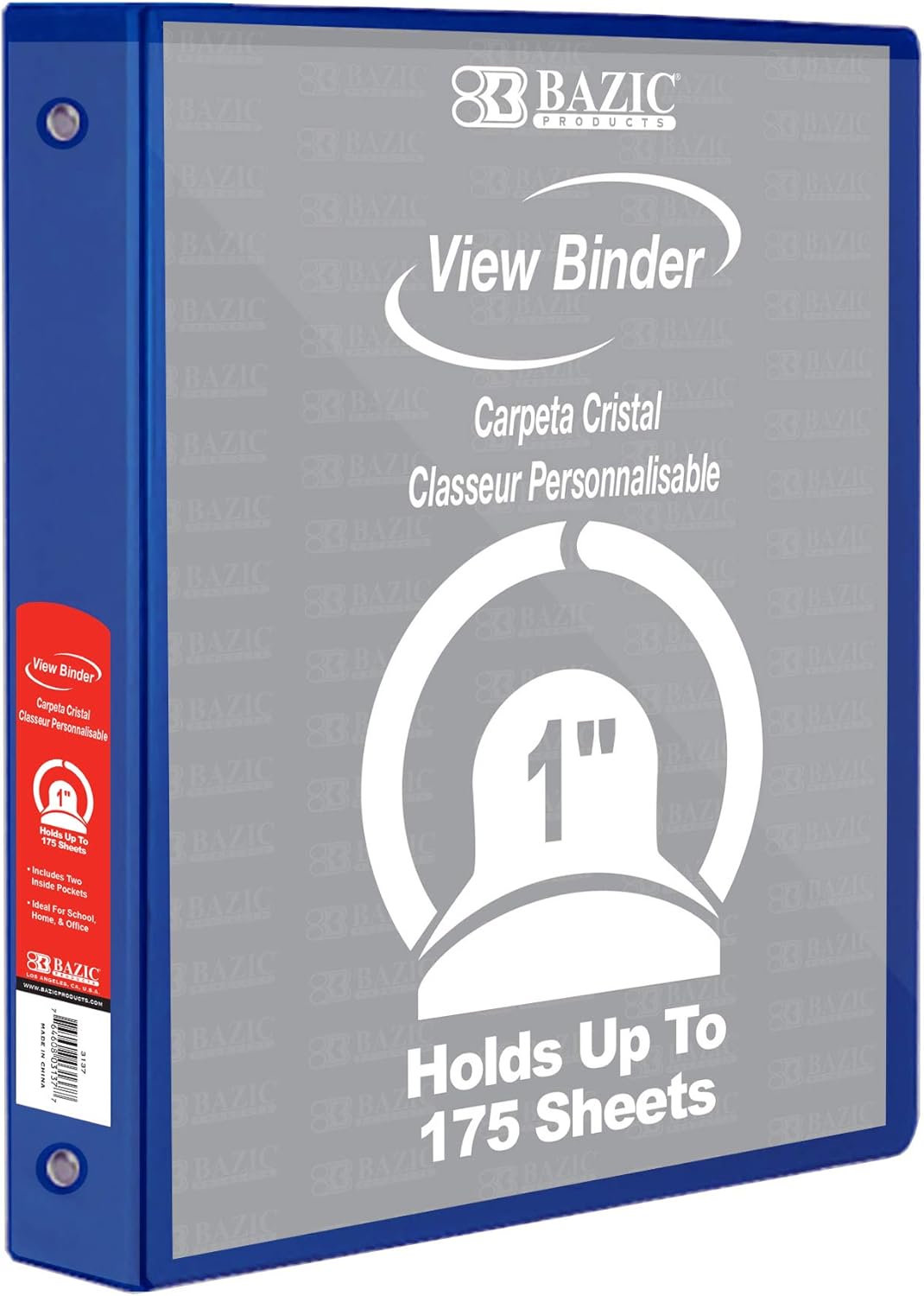 BAZIC Products 3 Ring Binder - Green, Economy View Binder with Clear Overlay Cover and Round Rings, Organizer for School Office Home Use, 1-inch Capacity Holds 175 Sheets Paper, 12-Pack