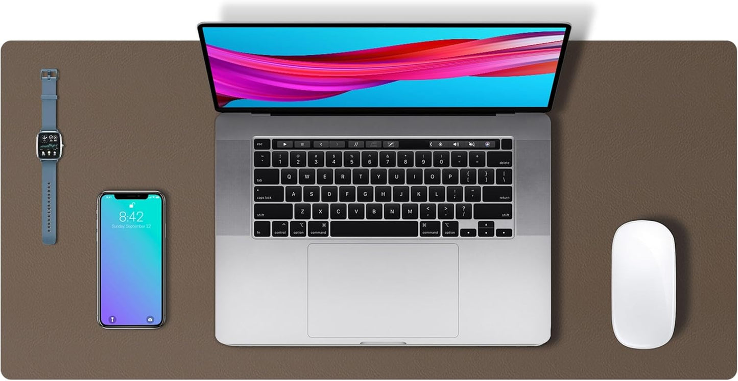 Aothia Non-Slip Waterproof PU Leather Desk Pad Protector for Mouse, Writing Desk, Office, Home, Laptop Blotter, 23.6" x 13.7", Black - Colors B