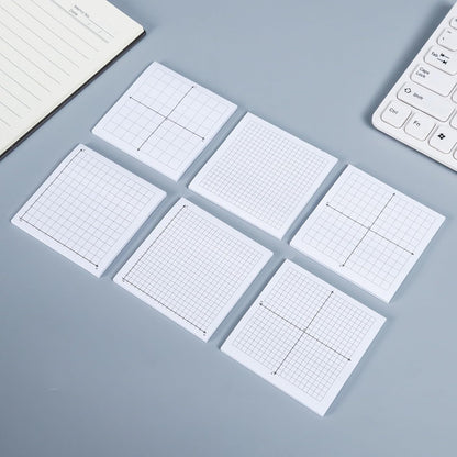 6 Pads Self Stick Graph Paper Sticky Notes Adhesive Grid Notepad Mini Graph Pads Lined Mini Graph Pads for Office School Math Supplies, 50 Sheets Per Pad, 6 Styles