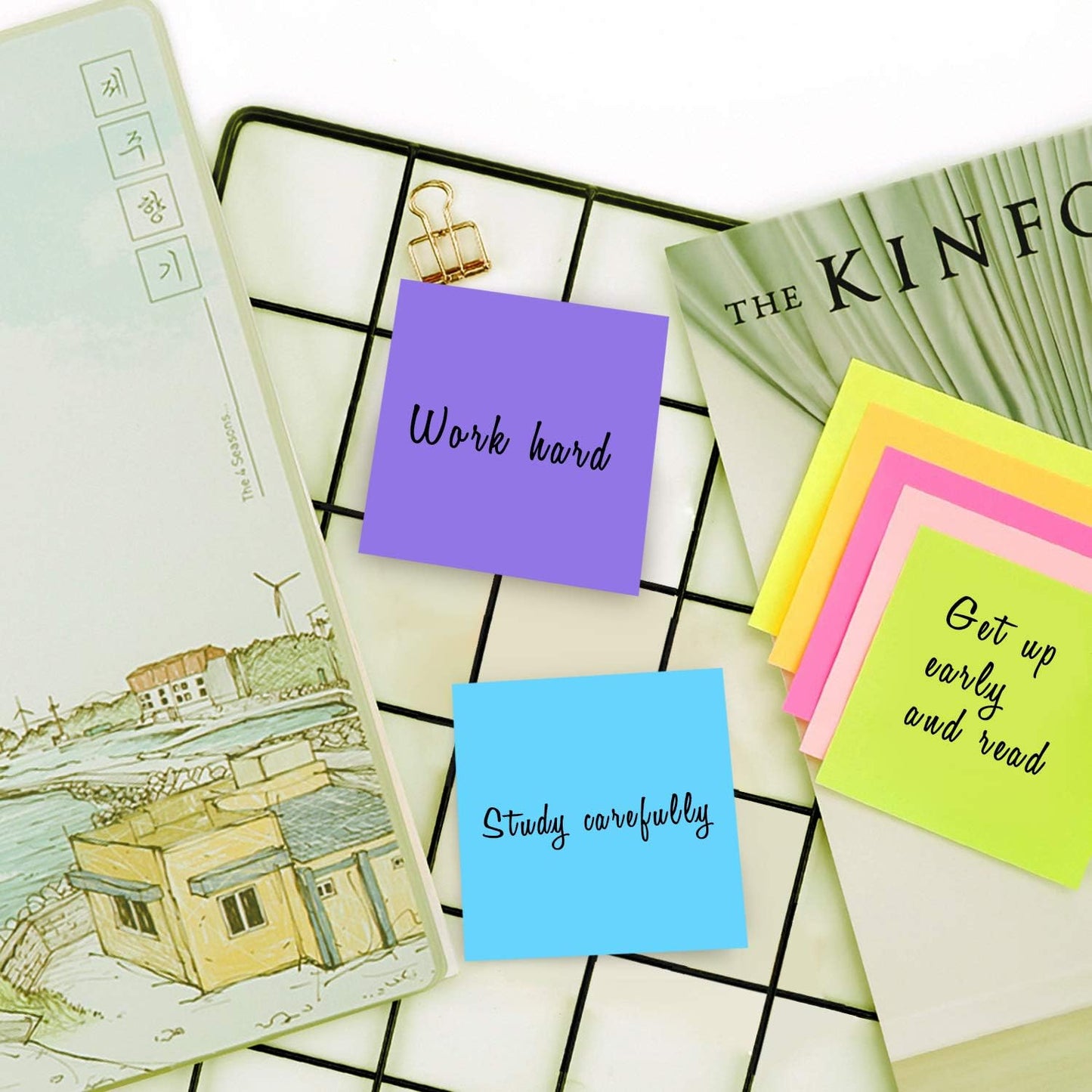 Sticky Notes 8x6, 6 Color Bright Colorful Sticky Pad, 6 Pads/Pack, 45 Sheets/Pad, Self-Sticky Note Pads