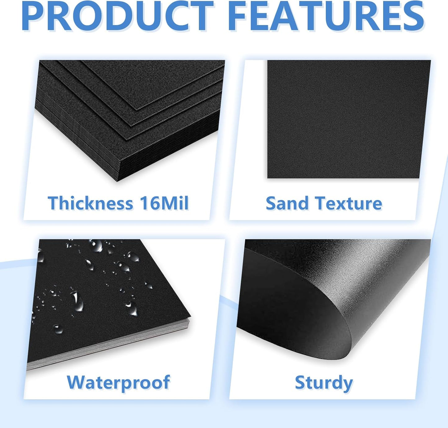 HOUYEE 100 Pack 16 Mil Poly Binding Covers,Sand Texture Binding Presentation Covers,8.5x11 Inches,Letter Size,Black,Square Corners,Un-Punched