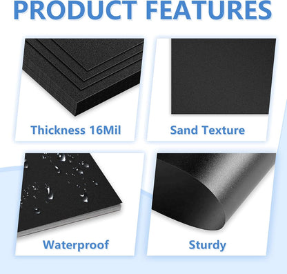 HOUYEE 100 Pack 16 Mil Poly Binding Covers,Sand Texture Binding Presentation Covers,8.5x11 Inches,Letter Size,Black,Square Corners,Un-Punched