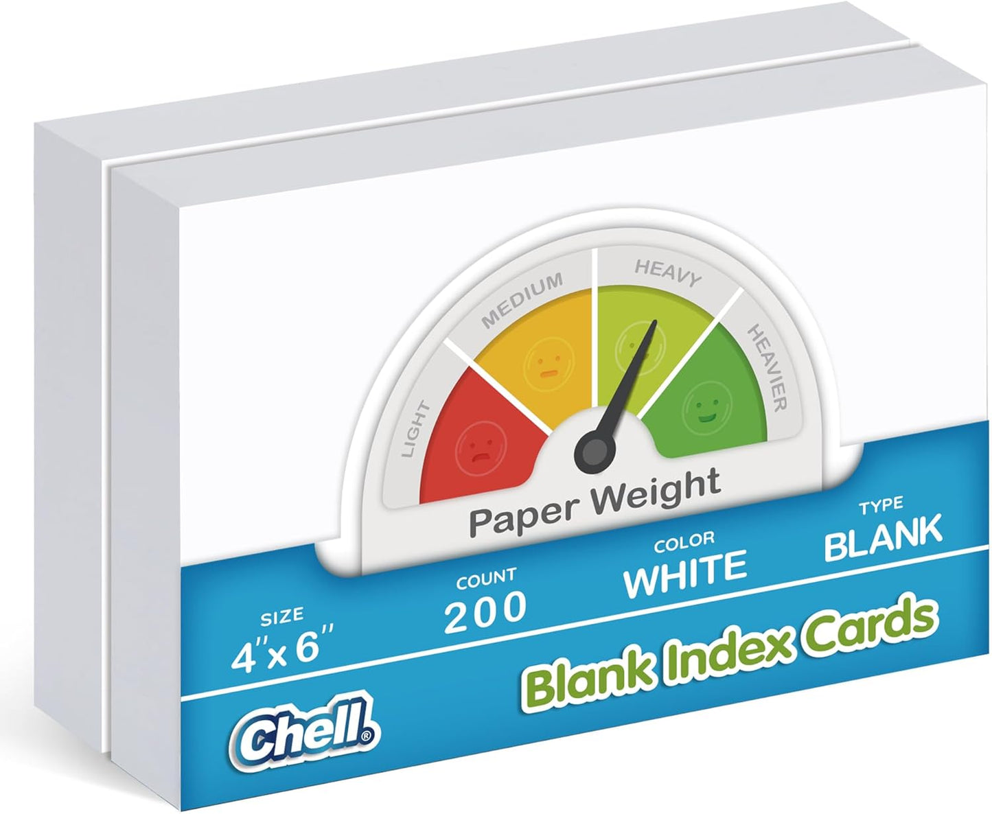 Chell 200 Count Blank Index Cards 3x5 Inch Heavyweight, No Bleed-Through, Double Side Unlined, 74 lb. Cover Weight, White