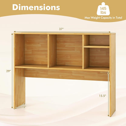 Tangkula Desktop Bookshelf, Countertop Storage Hutch with 5 Shelves for Computer Desk, Desk 3-Tier Display Rack, Multipurpose Wood Desktop Hutch Storage Organizer for Dorm Office Home