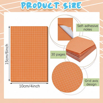 Jecery 9 Pack 4 x 6 Inch Grid Sticky Notes Self Adhesive Memo Pad Cute Graph Paper Self Stick Note Pads with Grid Lines for Gifts Office Supplies, 270 Sheets(Soft Colors)
