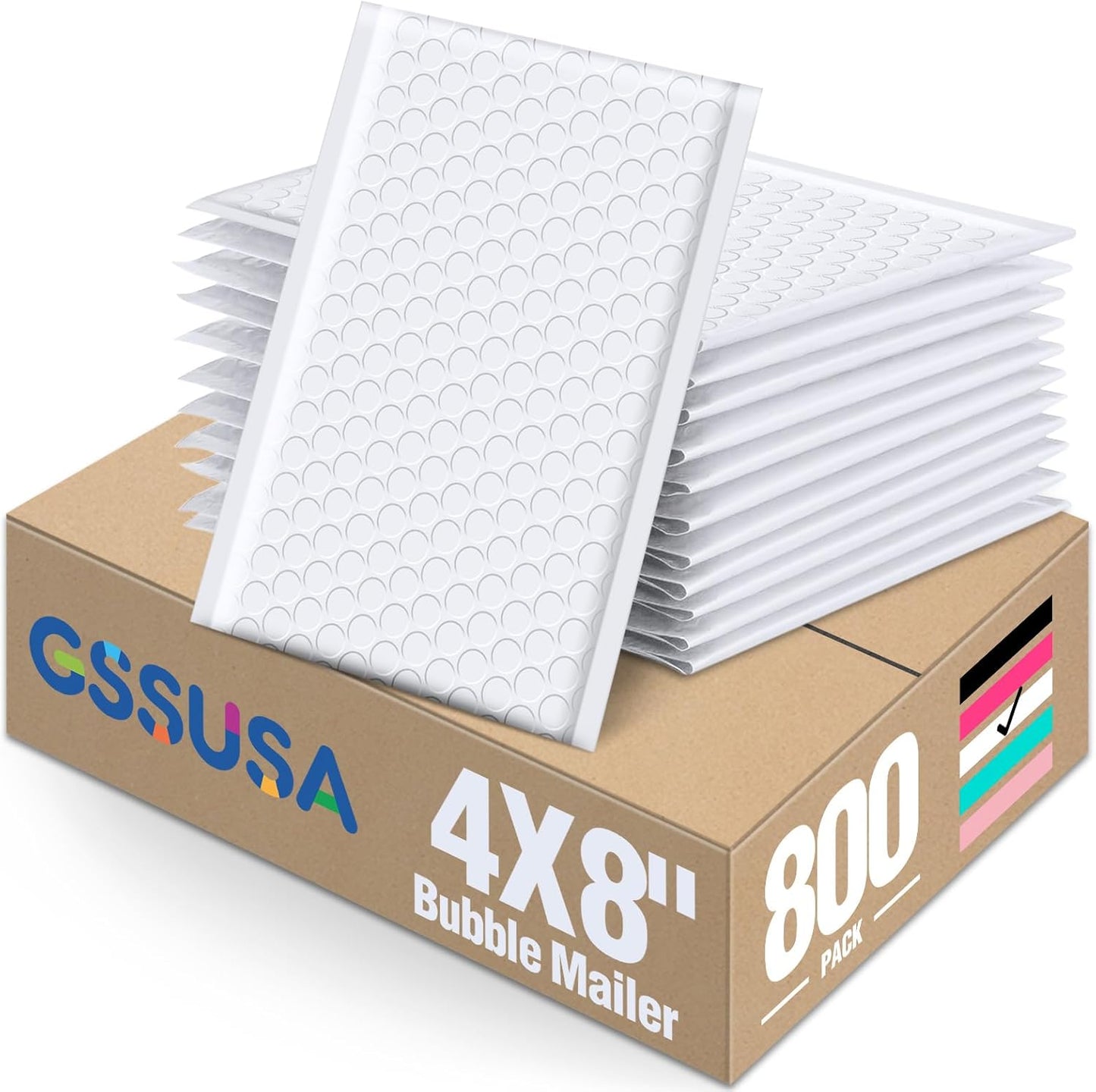 GSSUSA Black Bubble Mailers 4x8 Inches 50 Pack, Usable Size 4X7" Bubble Envelopes for Small Business, Padded Envelope, Shipping Mailers, Packaging Bags, Mailing Envelopes, Shipping Supplies