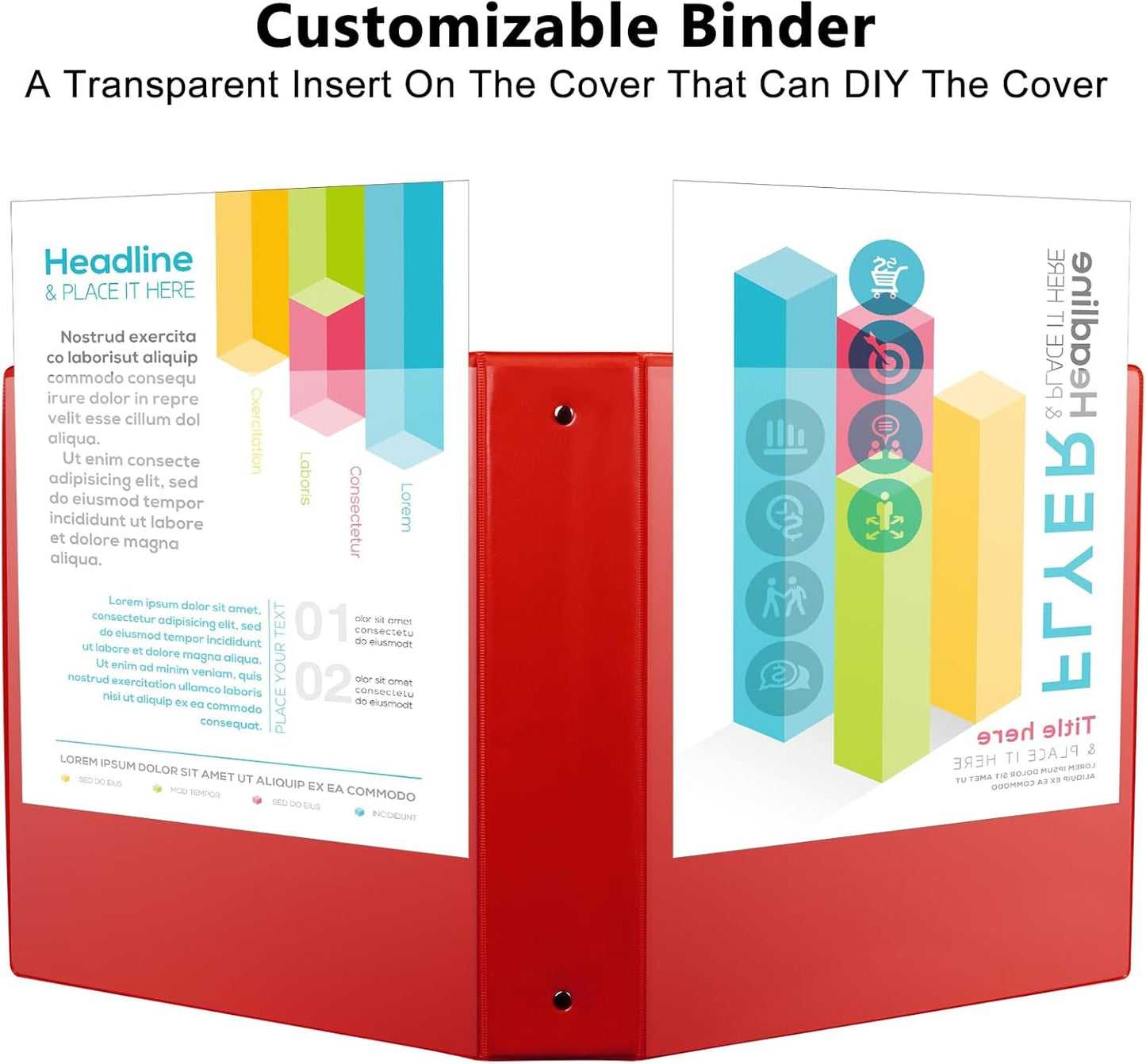 CIXILDTS 1-Inch Round Ring Binders, Standard 3 Ring Binder Fit Letter Size Paper, Presentation View Binders, 6 Packs, Assorted