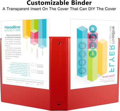 CIXILDTS 1-Inch Round Ring Binders, Standard 3 Ring Binder Fit Letter Size Paper, Presentation View Binders, 6 Packs, Assorted