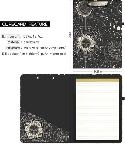 Hongri Clipboard Folio with Refillable Lined Notepad and Interior Storage Pocket for Students, Classroom, Office, Women, Man, Cute Custom Pattern, Size 12.8 x 9.2 in, Classic Flower
